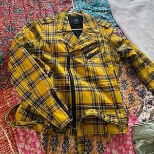 yellow plaid Tripp nyc jacket zip up